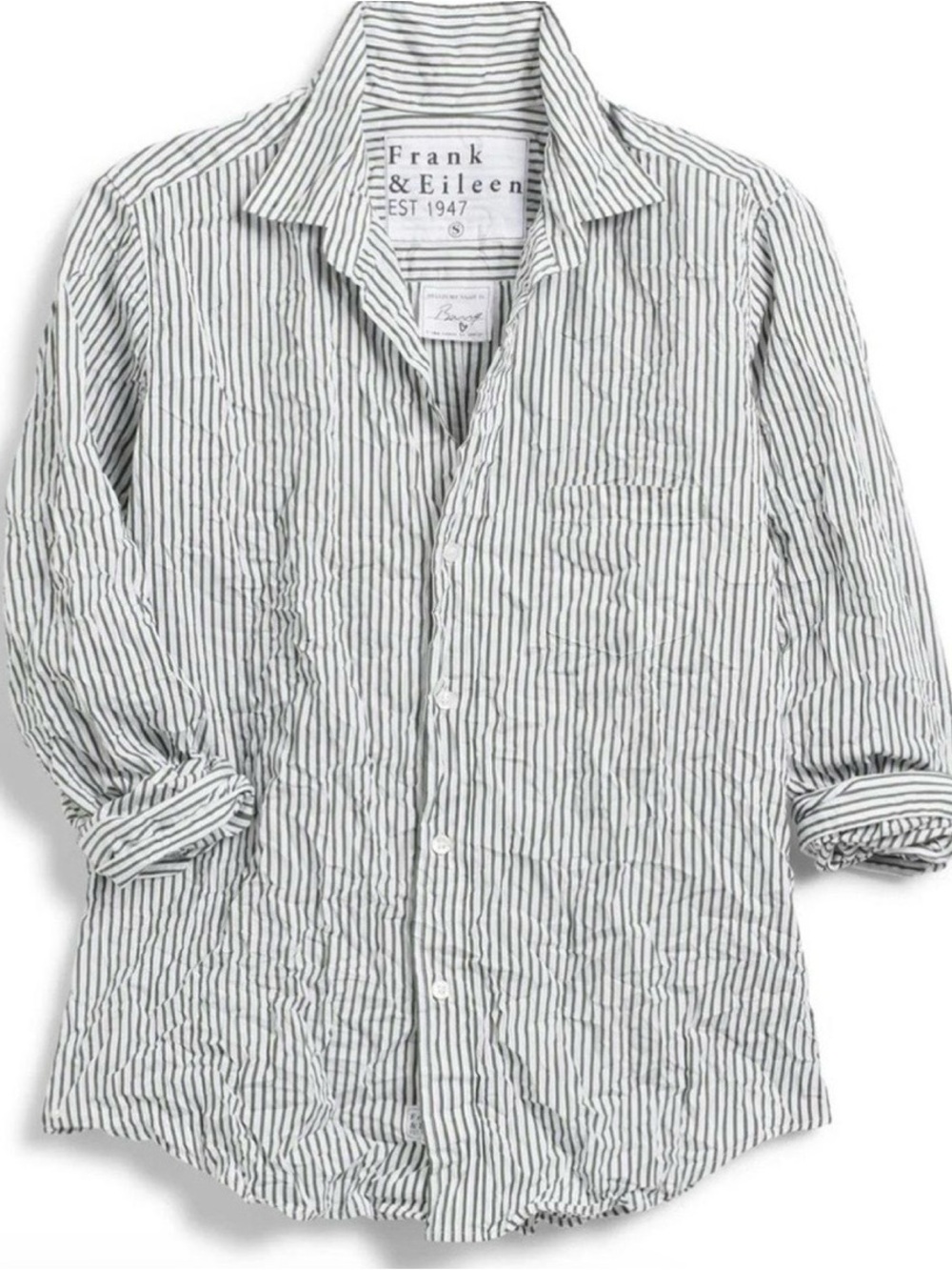 Frank & Eileen Women’s White and Grey Striped Button-Down Shirt